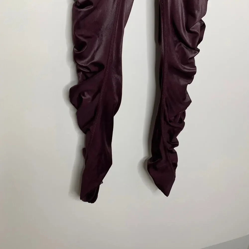 Alo yoga High-Waist Cinched Legging Oxblood Shine Purple Womens Large
